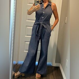 COPY - Maeve Navy Striped Jumpsuit